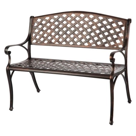  Patio Sense Antique Bronze Cast Aluminum Patio Bench on a white background