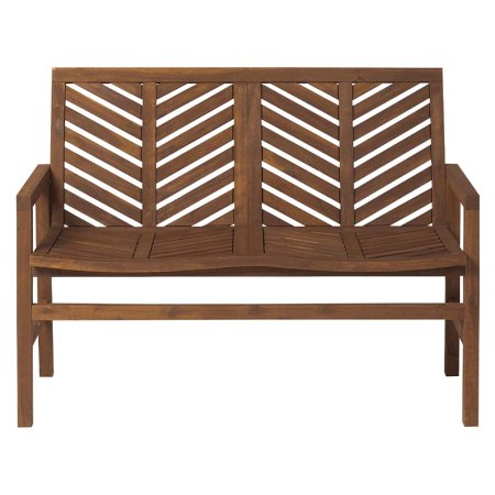  Walker Edison Vincent Patio Wood Loveseat Bench on a white background