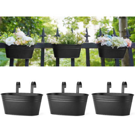  The Best Railing Planters Option: Dahey Metal Iron Hanging Flower Pots