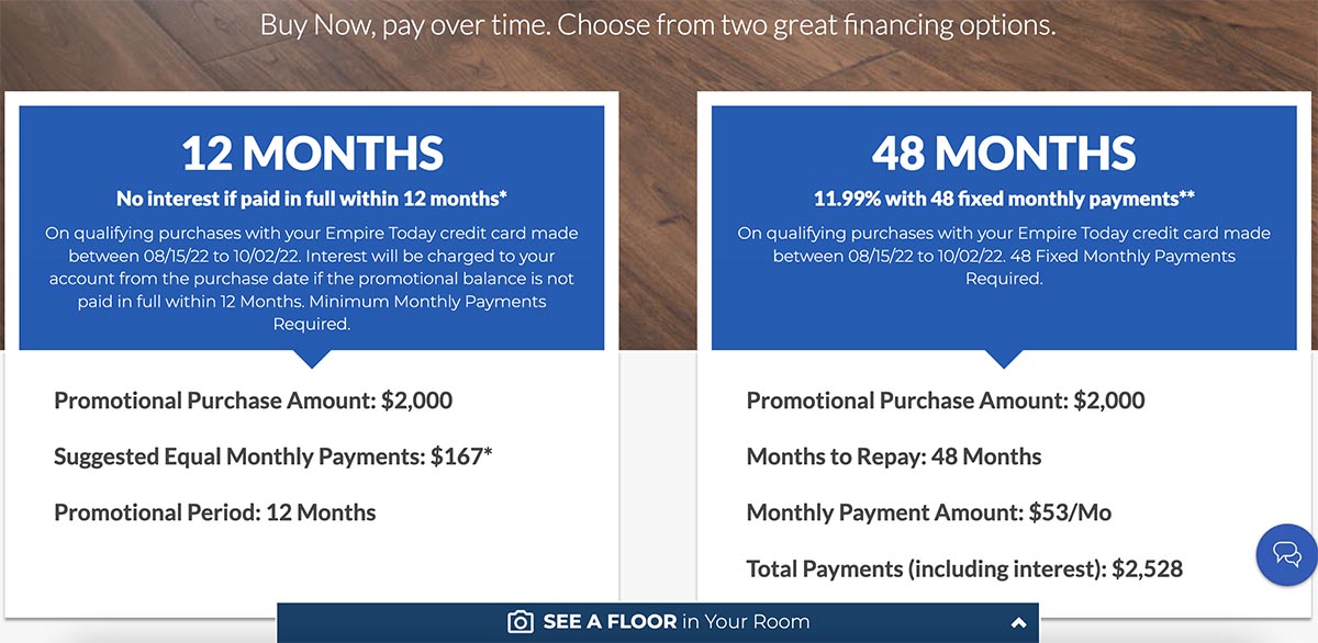 Empire Today Review financing options