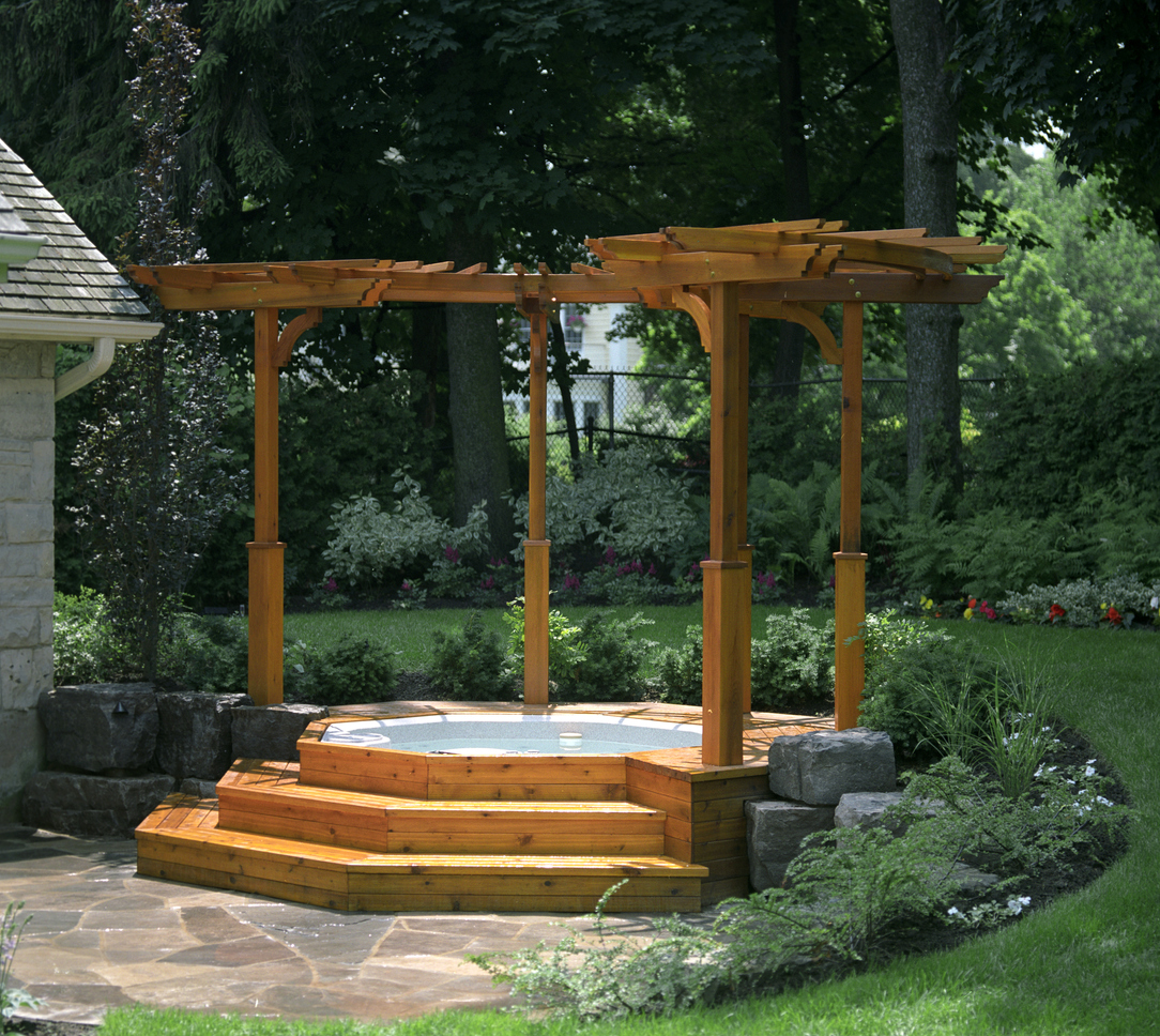 backyard hot tub privacy ideas pergola