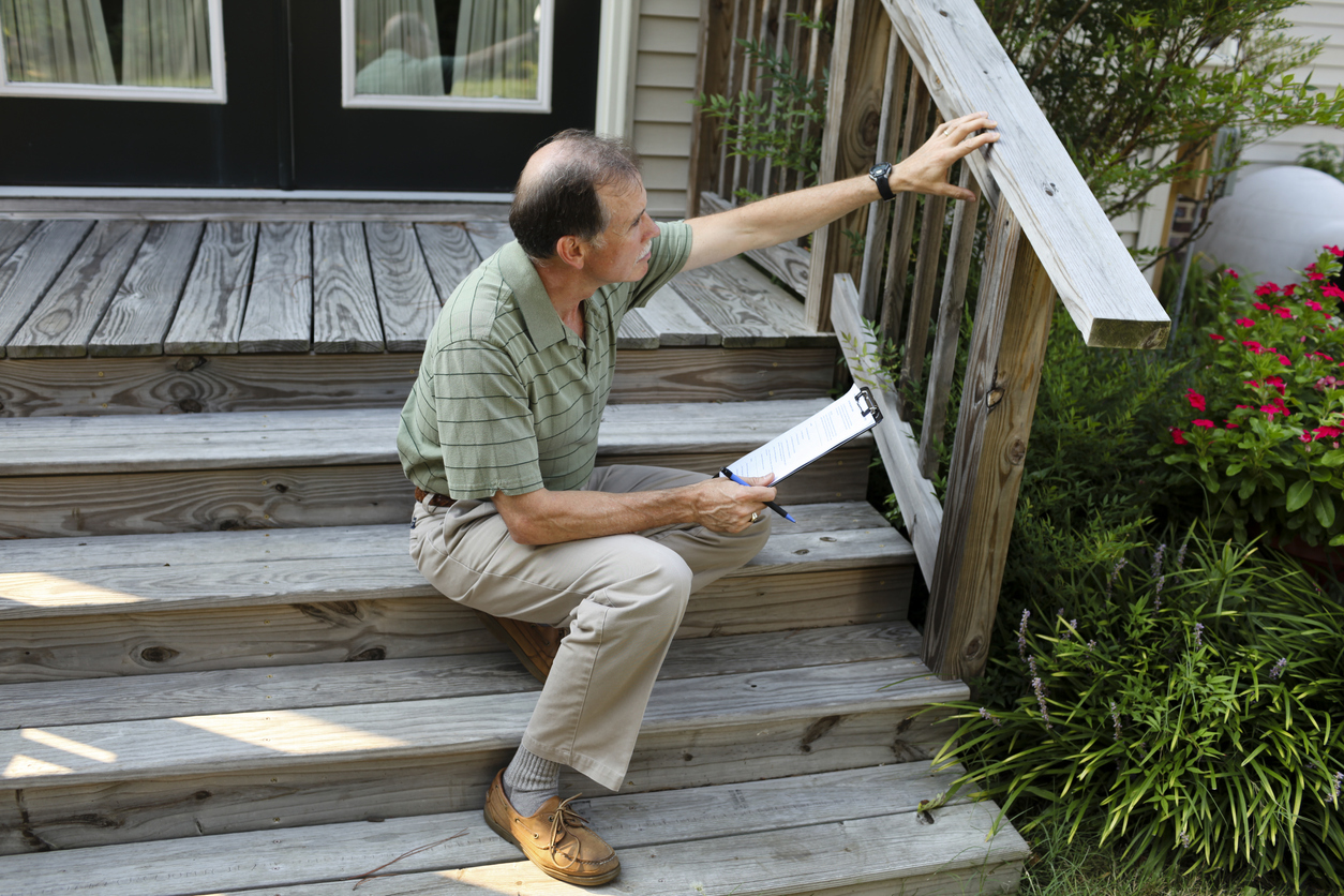 old houses for sale inspecting balcony