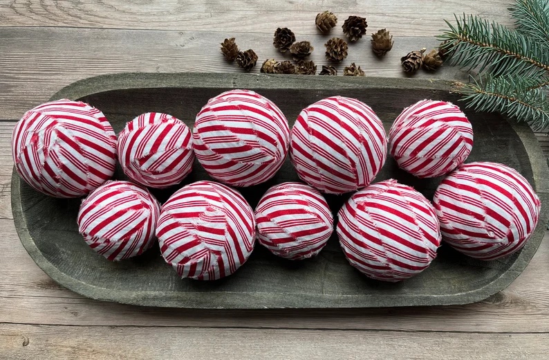 Etsy winter decor ideas candy cane balls