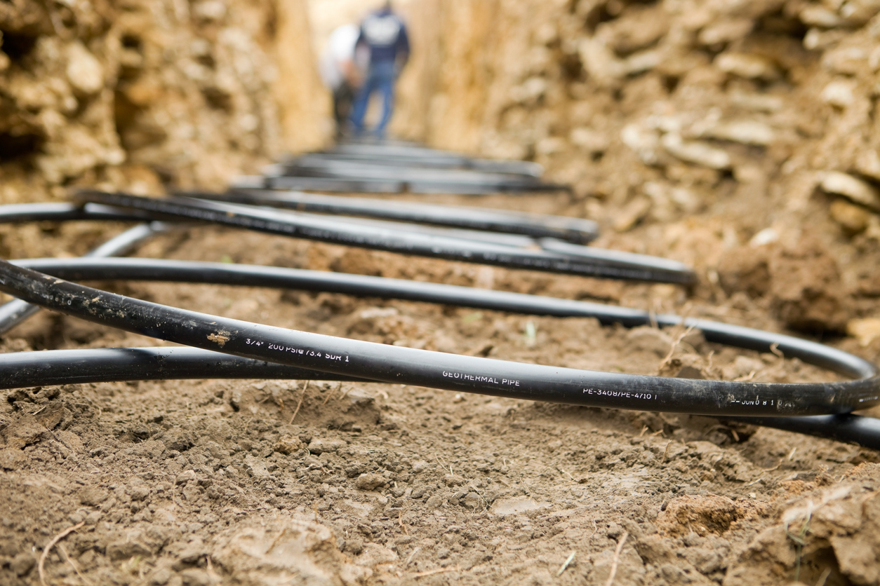 Geothermal coils being installed underground