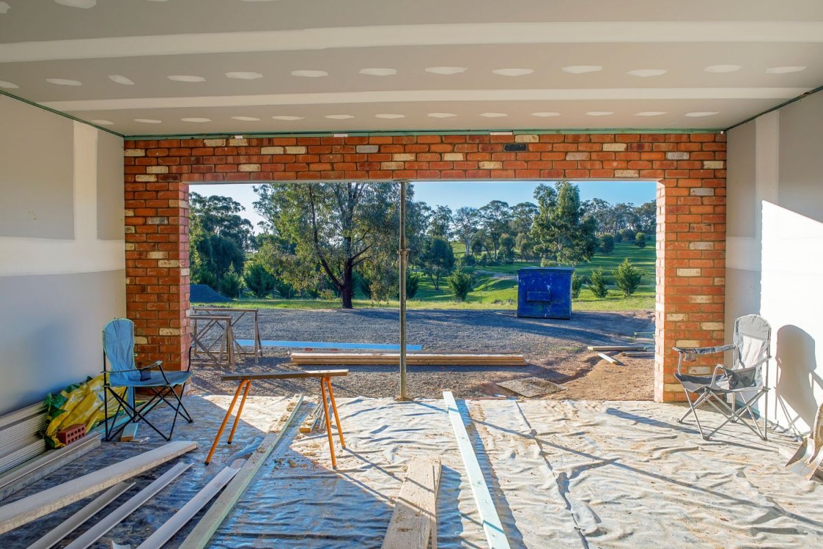 A garage under construction.