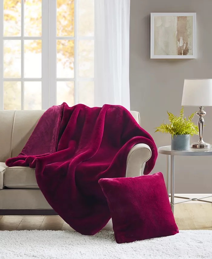 Macys Pantone Color Plus Faux Viva Magenta Throw