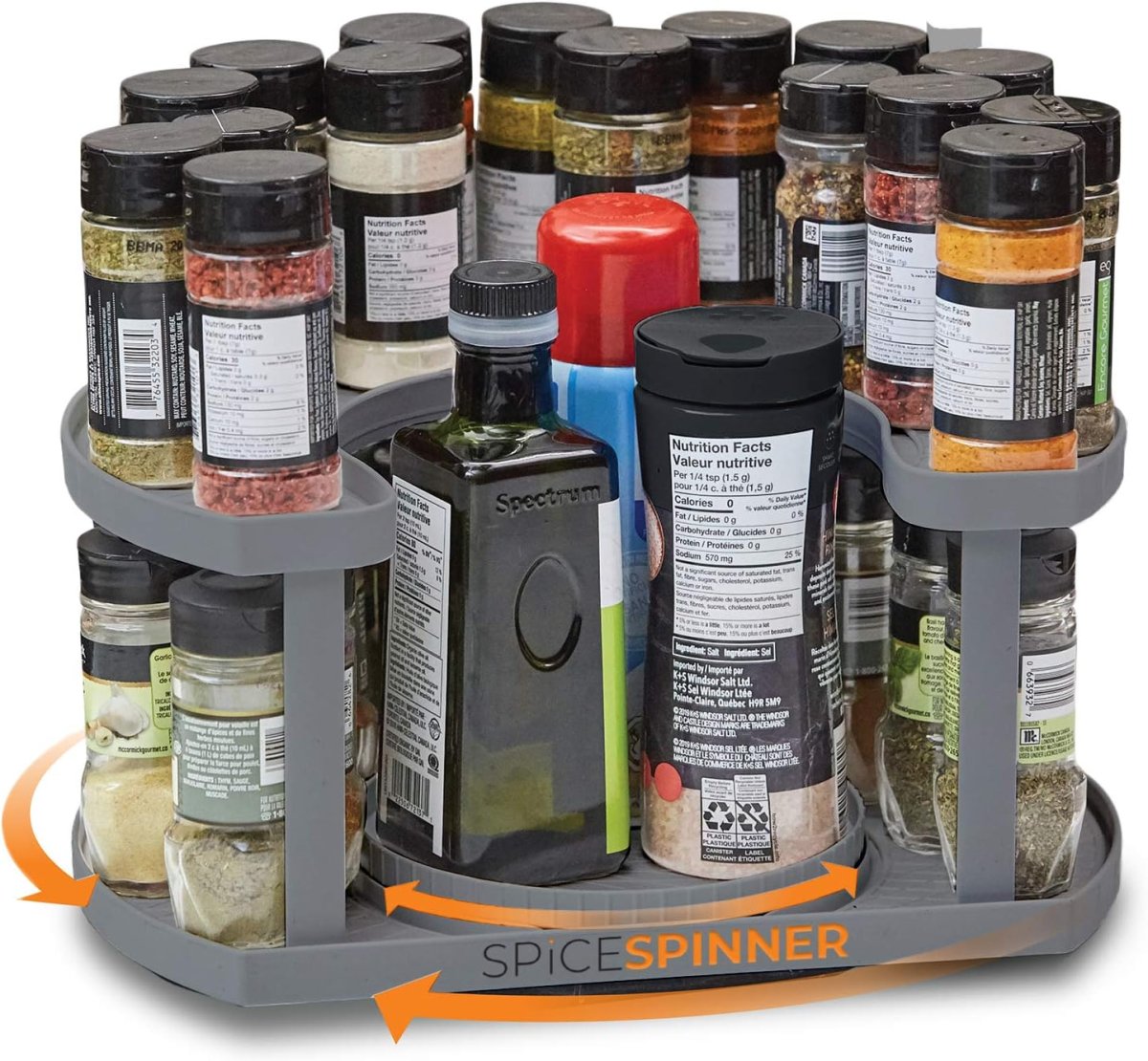 Allstar Innovations Spice Spinner holds two tiers of spices