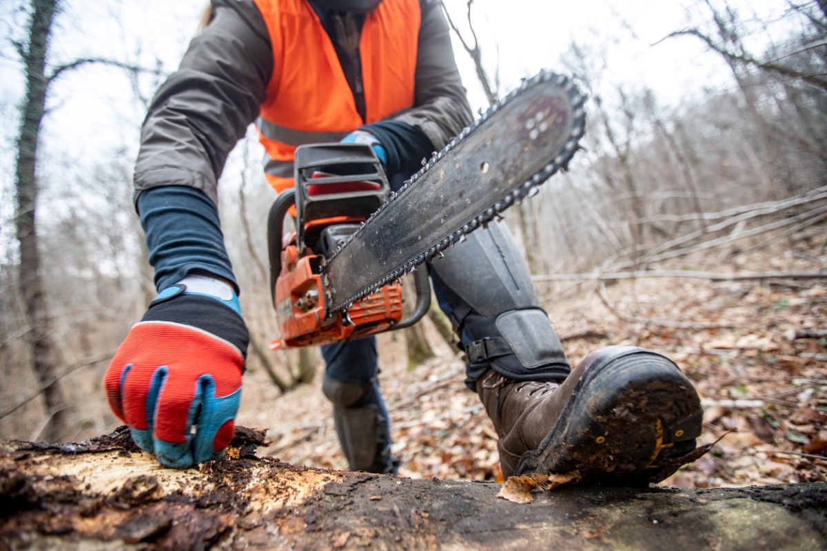 most dangerous power tools - man holding chainsaw in orange vest