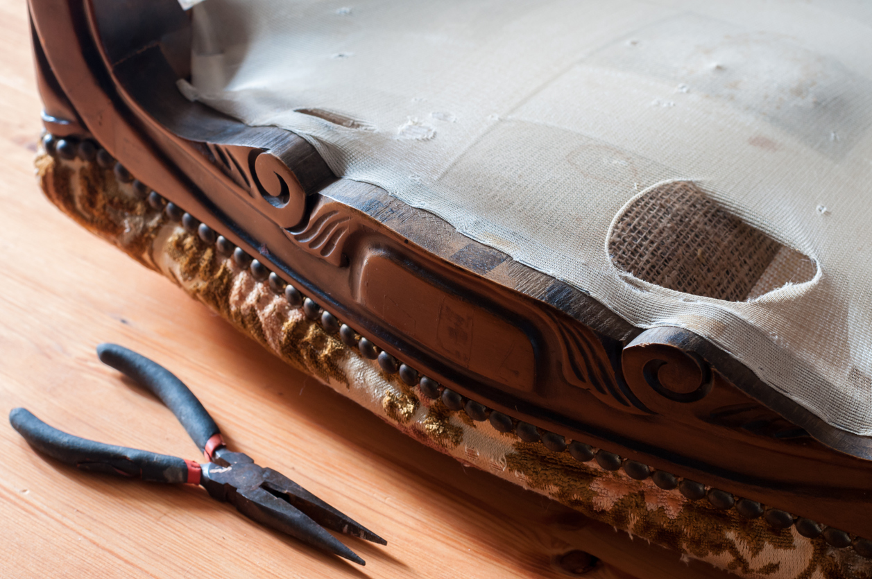 how to reupholster a couch underside of furniture on floor with pliers to remove fabric