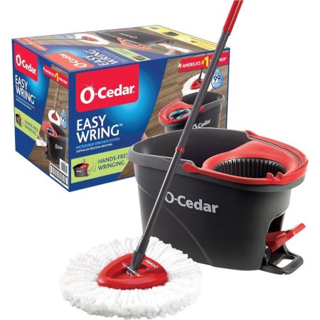  O-Cedar EasyWring Microfiber Spin Mop & Bucket System on a white background