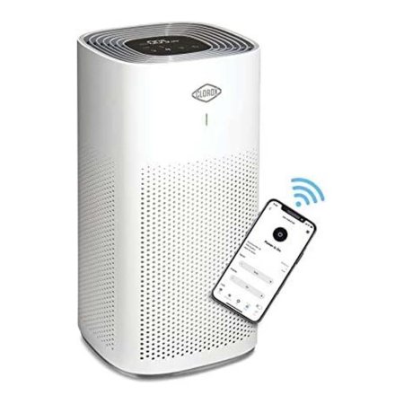  Clorox Alexa Smart Medium Room True HEPA white Air Purifier on white background