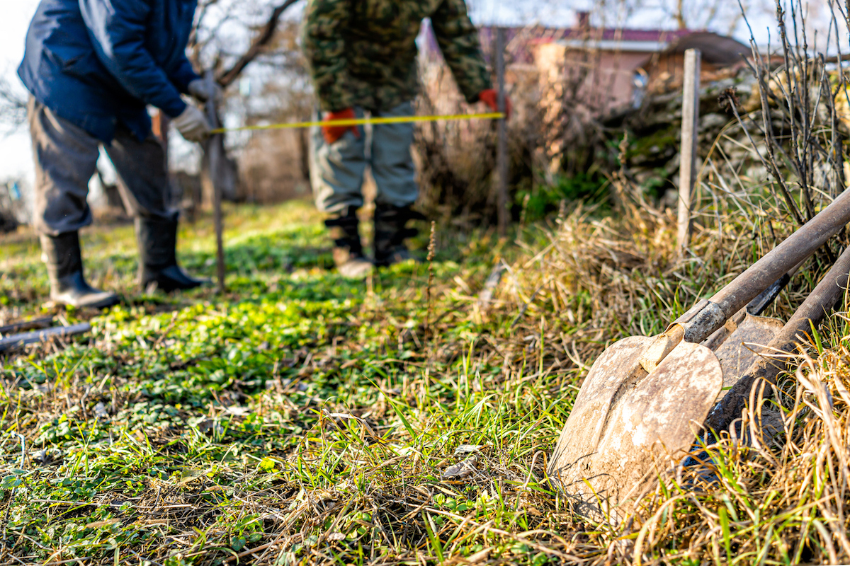 how to till a garden - marking garden plot