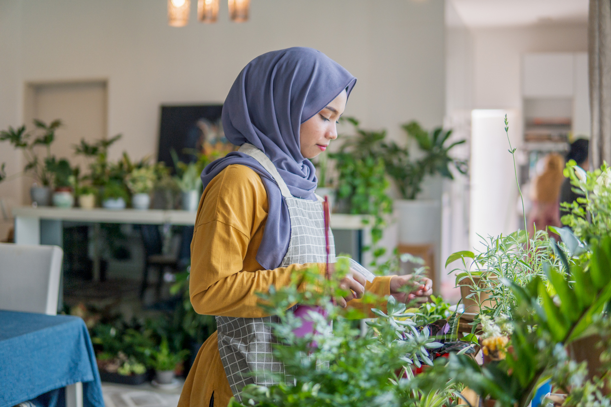 iStock-1256759928 revive overwinterized plants Young asian girl taking care her indoor planting