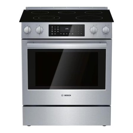  Bosch 800 Series 30" Electric Slide-In Range on a white background