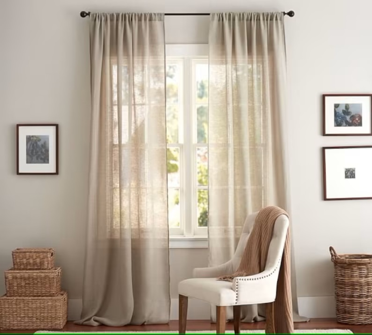 Neutral color sheer drapes