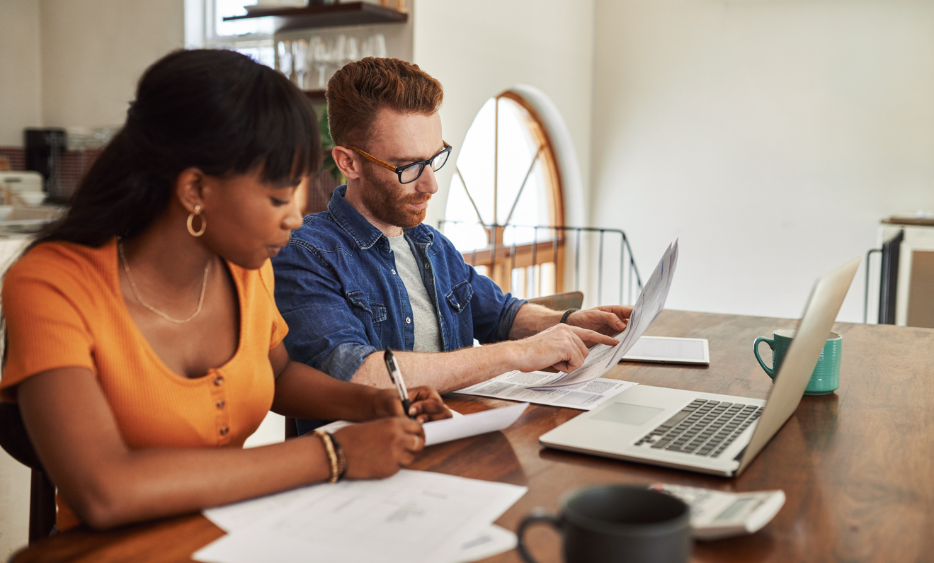 couple doing taxes together