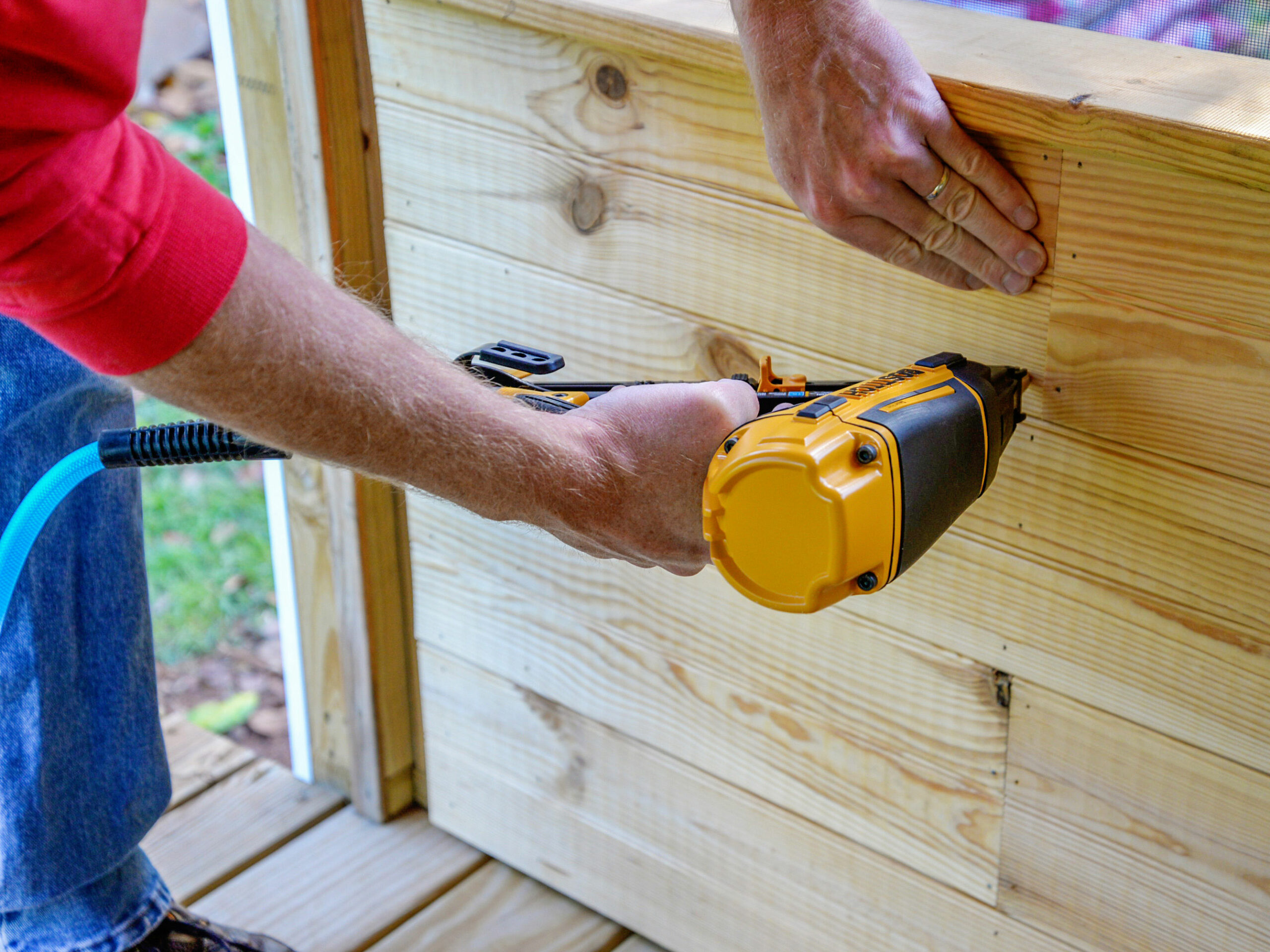 Using finish nailer on ceiling