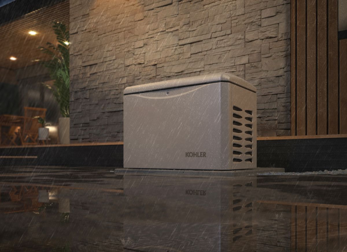 KOHLER 26kW Home Generator in the rain