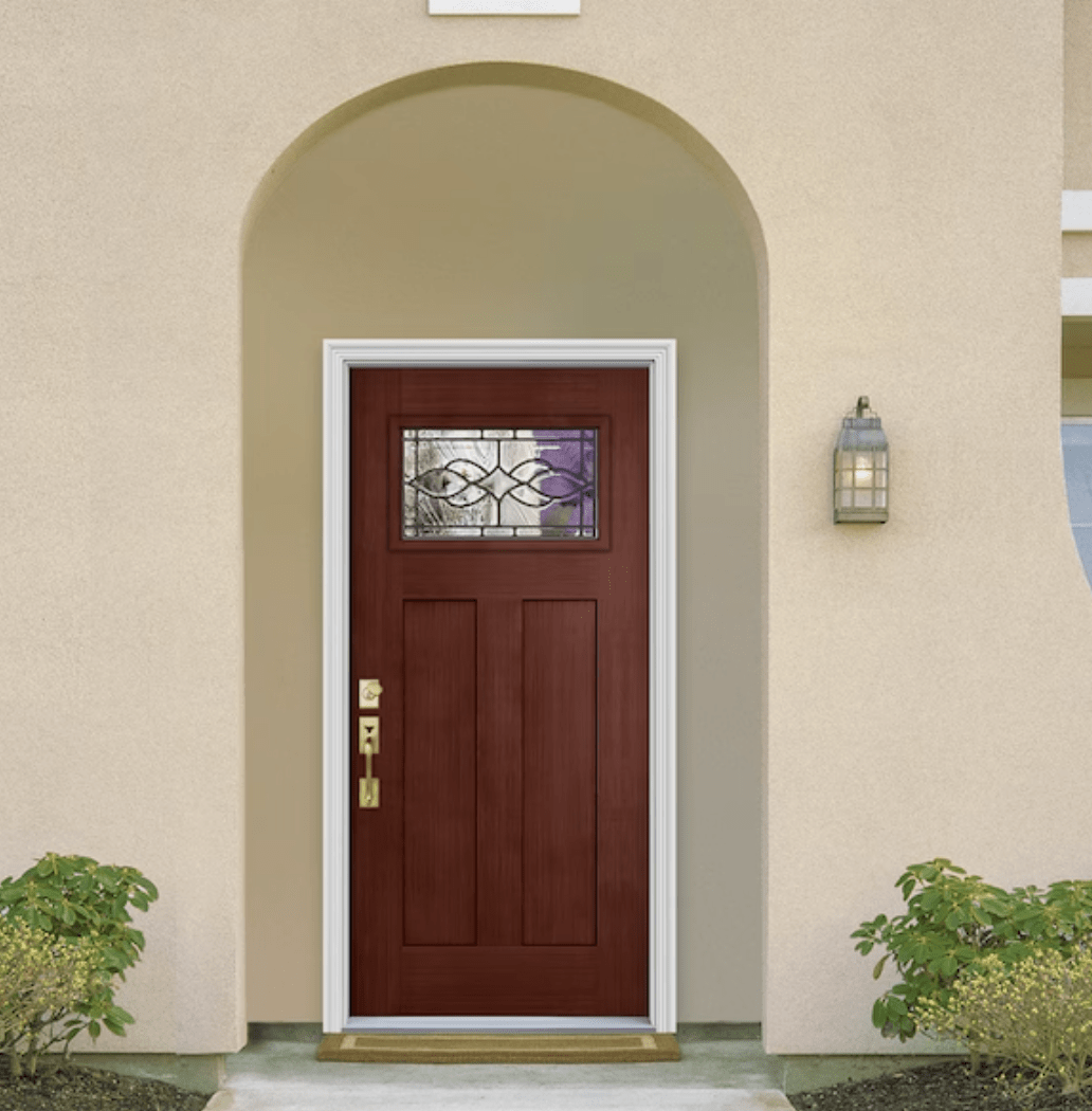 Fiberglass door with glass window