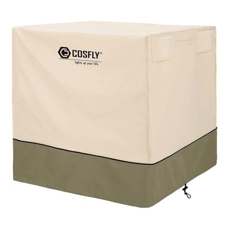  Cream and green Cosfly Air Conditioner Cover for Outside Units on white background