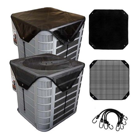  Black Modern Wave Central Air Conditioner covers on AC units on white background