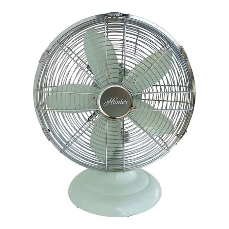  Hunter Retro 12-Inch All-Metal Table Fan on a white background