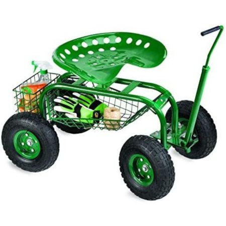  The Best Gardening Stools Option: Plow & Hearth Green Rolling Scoot-N-Do Garden Seat