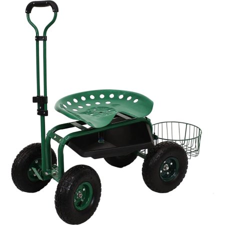  The Best Gardening Stools Option: Sunnydaze Rolling Garden Cart With Swivel Seat