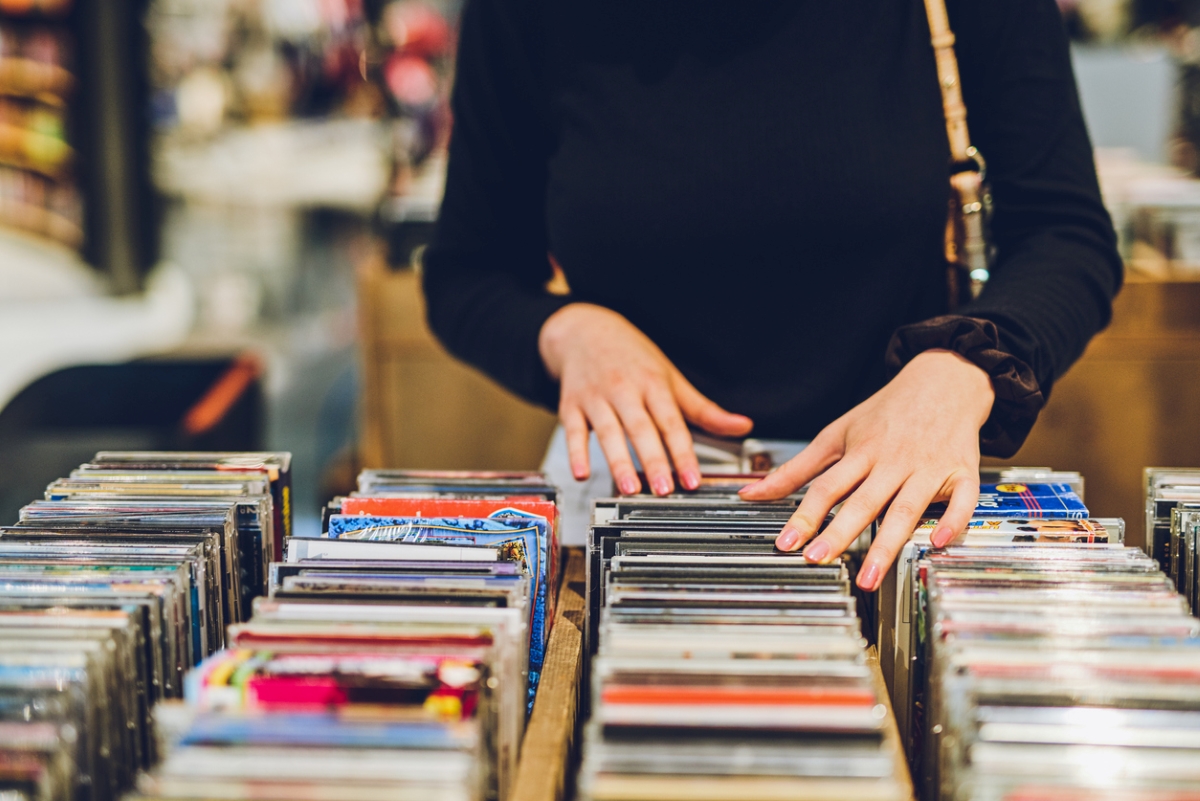 Woman browsing dvds