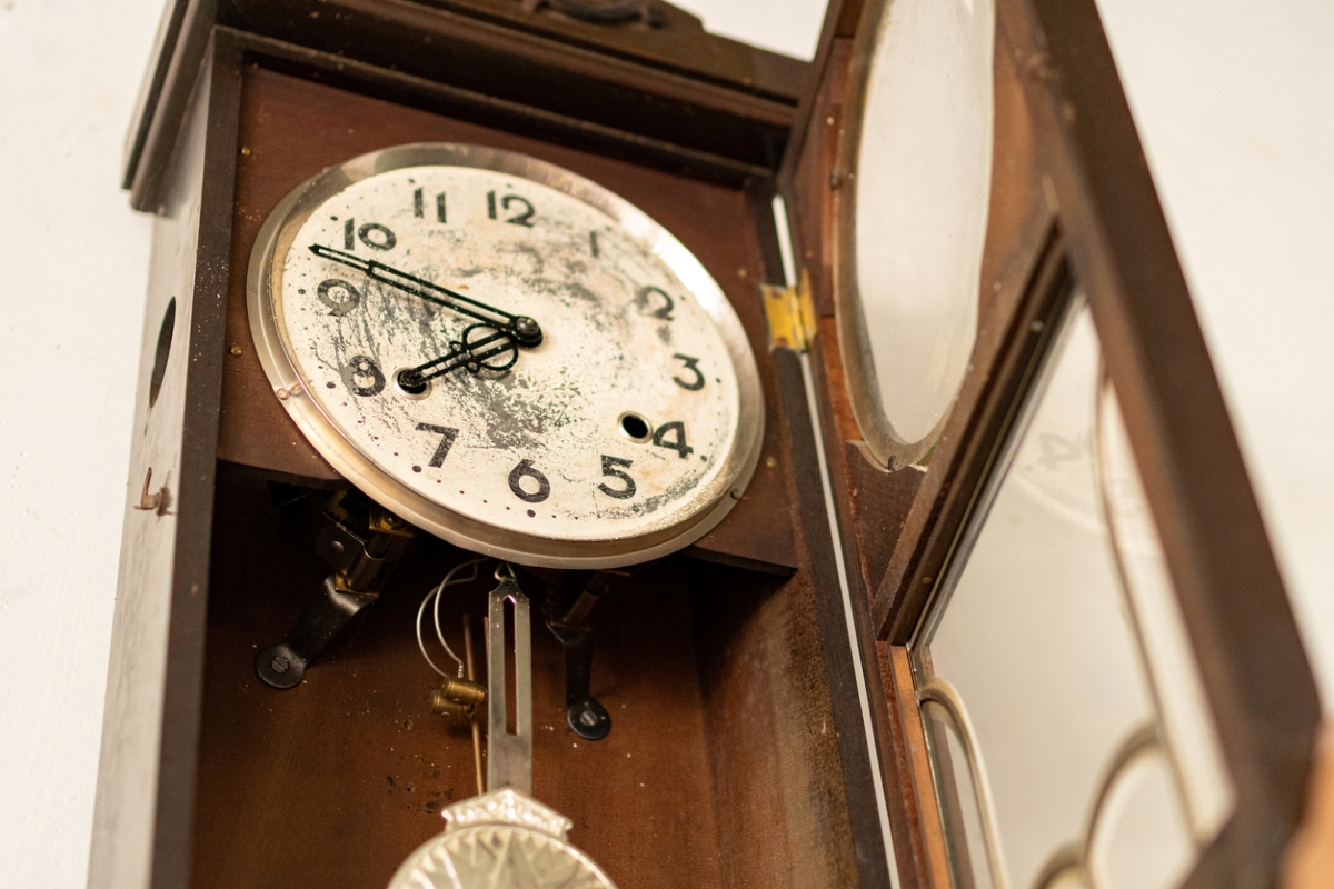 Antique clock with broken face