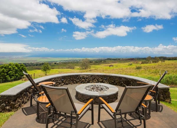 Firepit on a hillside yard