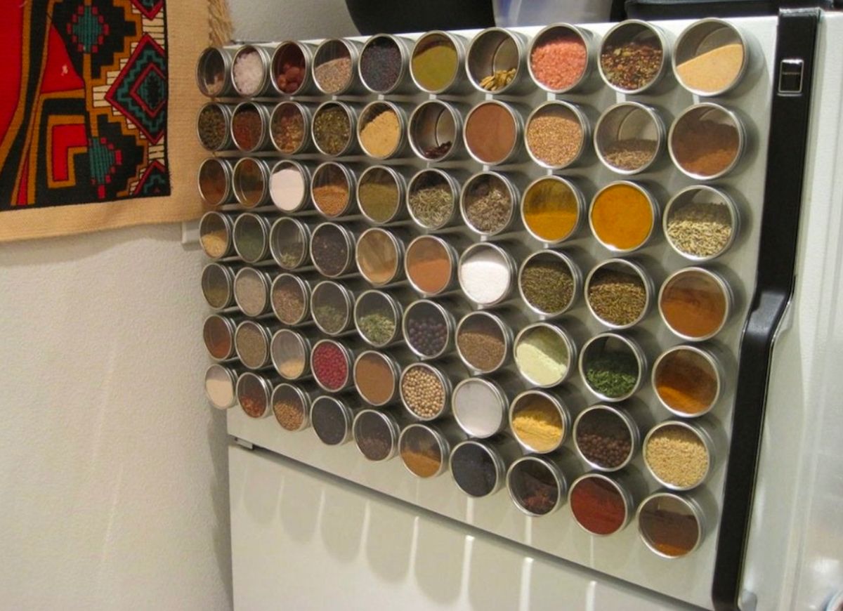 Magnetic Spice Jars on Fridge