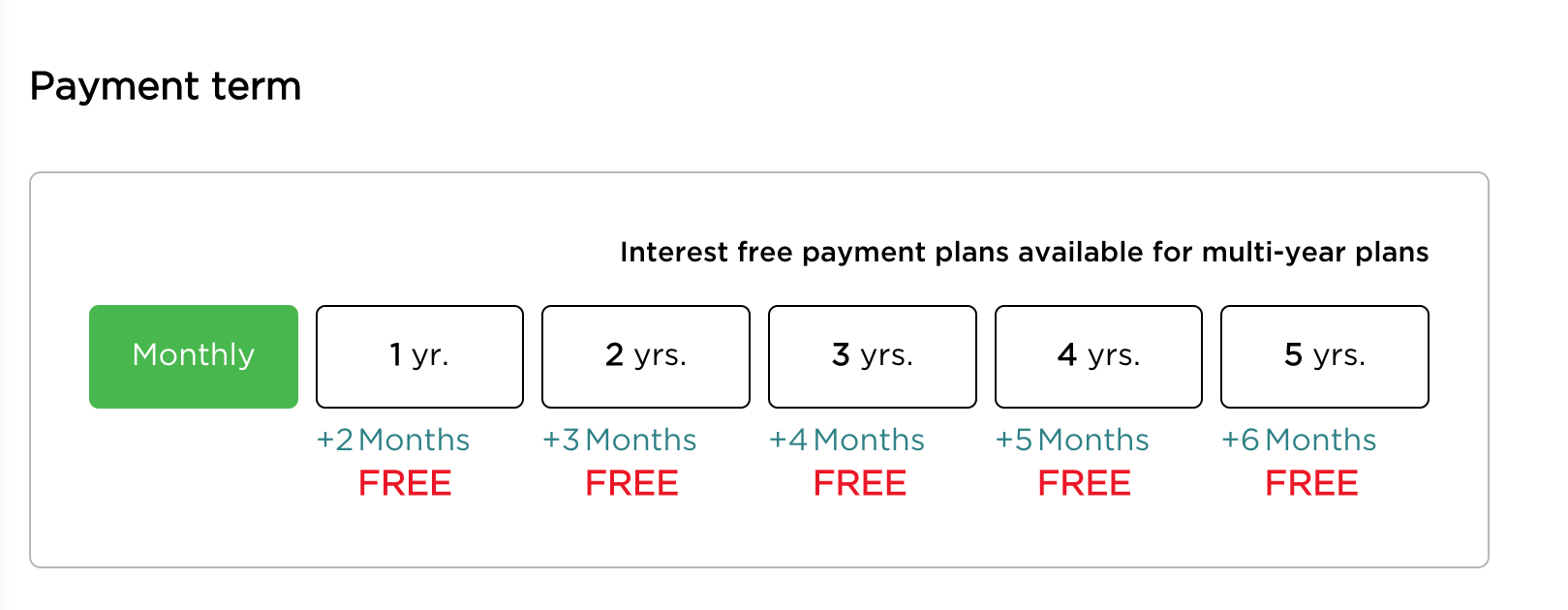 Online Quote - Payment Terms