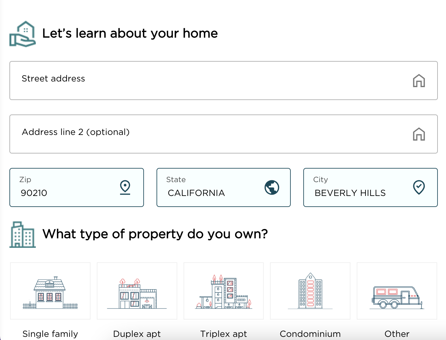 Online Quote - Property Information