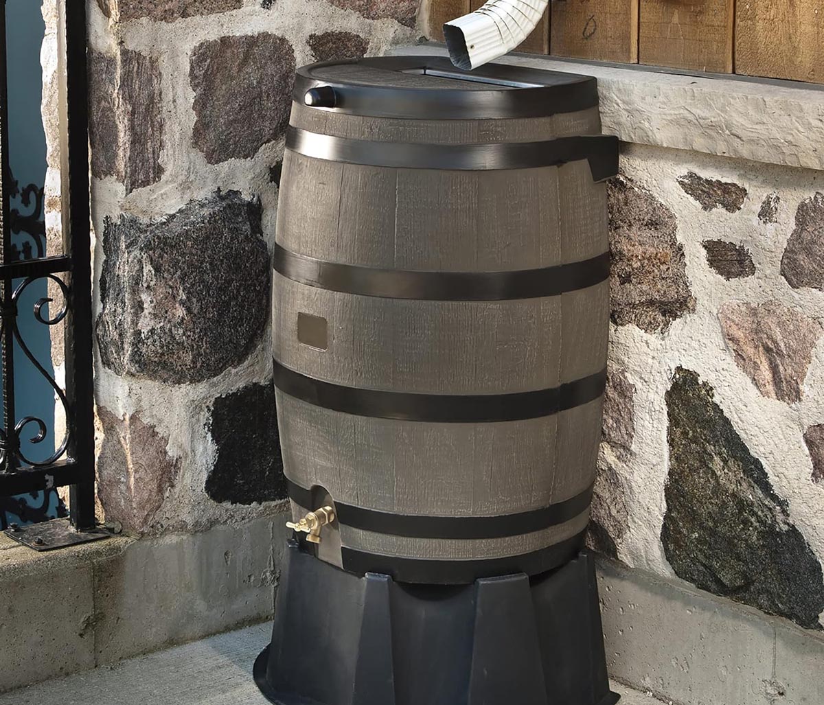 Rain Barrels Option RTS Home Accents 50-Gallon Flat Back Rain Barrel