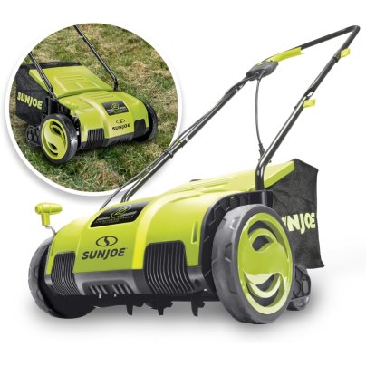 Sun Joe 12.6 Electric Lawn Dethatcher + Scarifier on white background