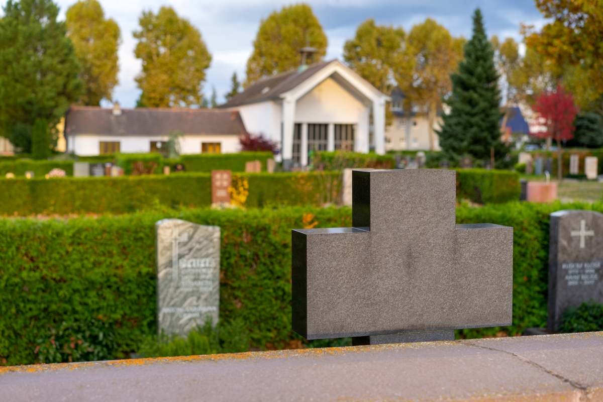 View of house from graveyard