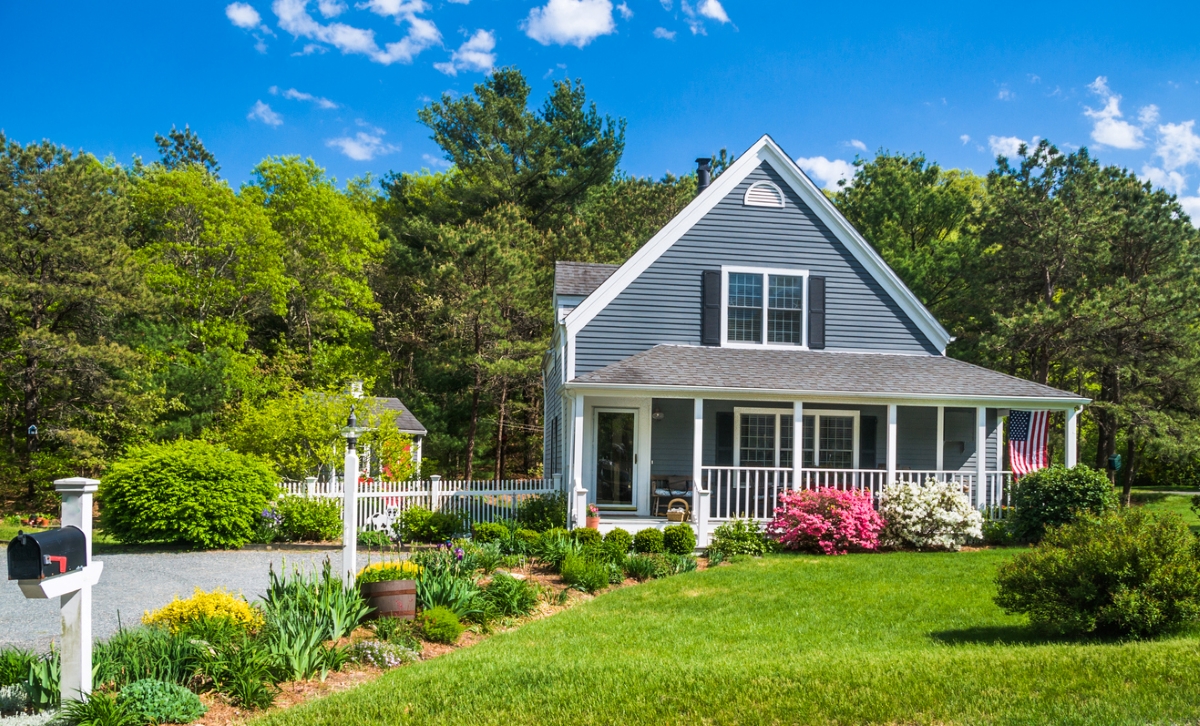 House with flower landscape