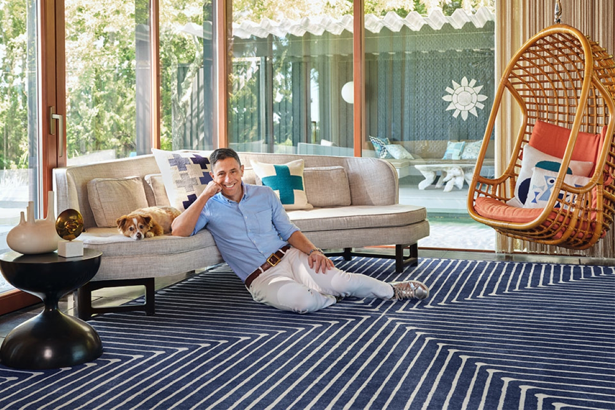 Man sitting in modern designed room