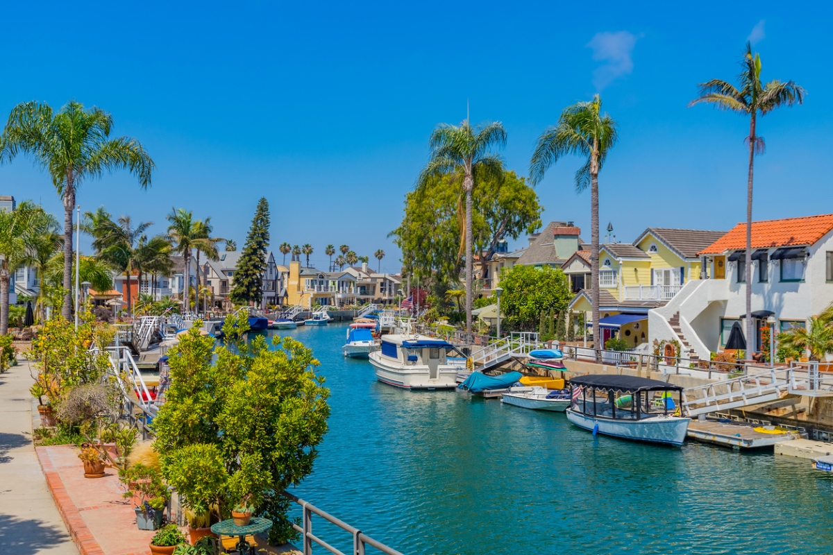 Houses and boats along canal