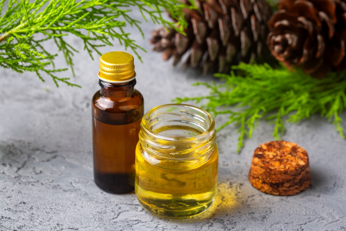 Turpentine in glass jar