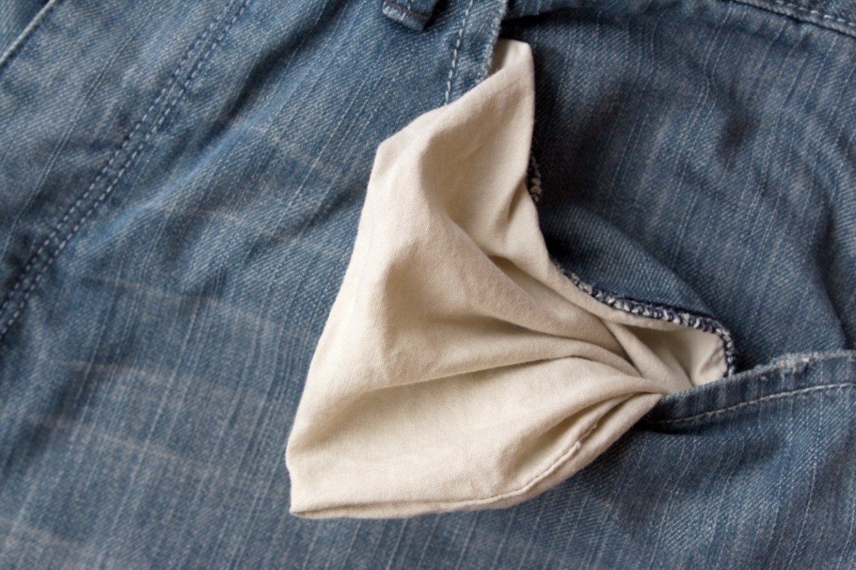 Pulled jean pocket