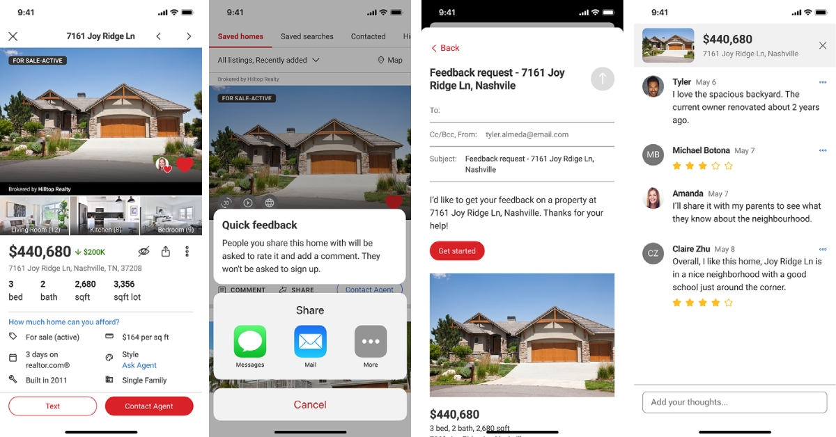 Realtor user application interface