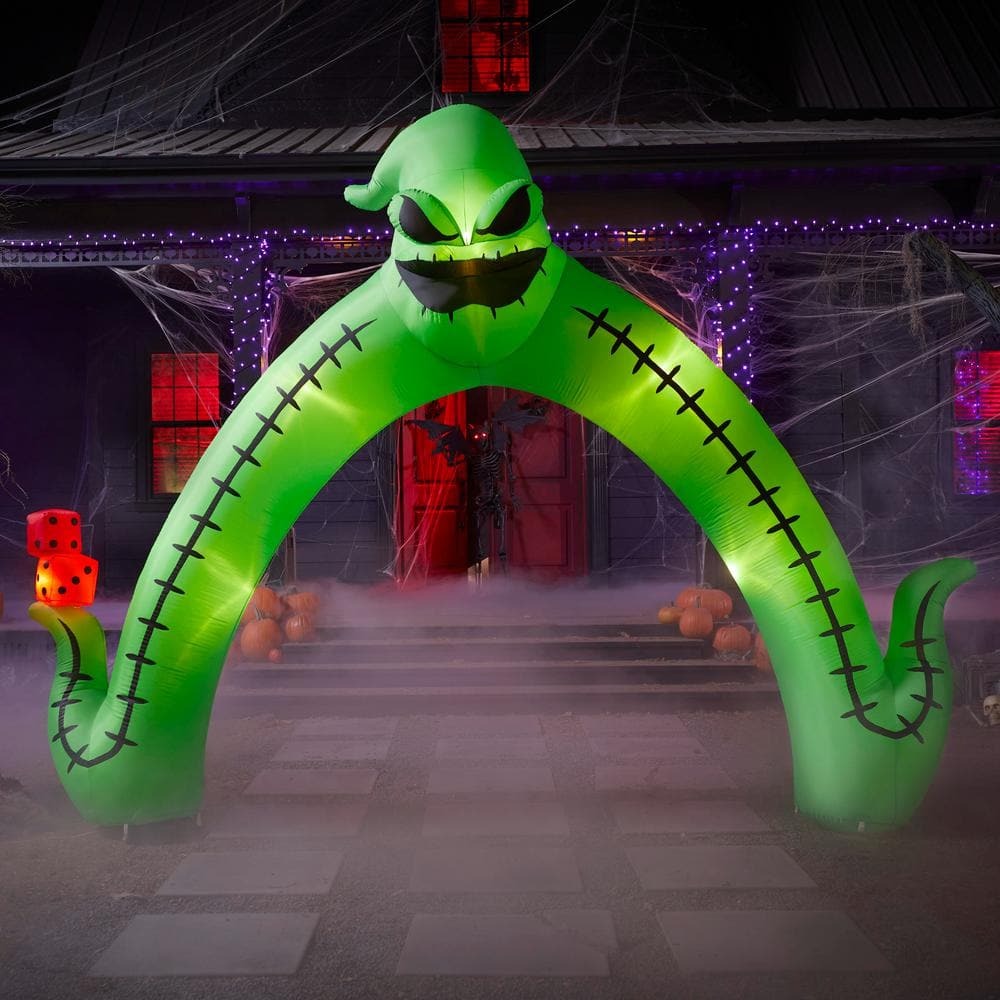 Meilleure option de décoration d'Halloween de grande taille 13,5 pieds. Arche gonflable Oogie Boogie à LED