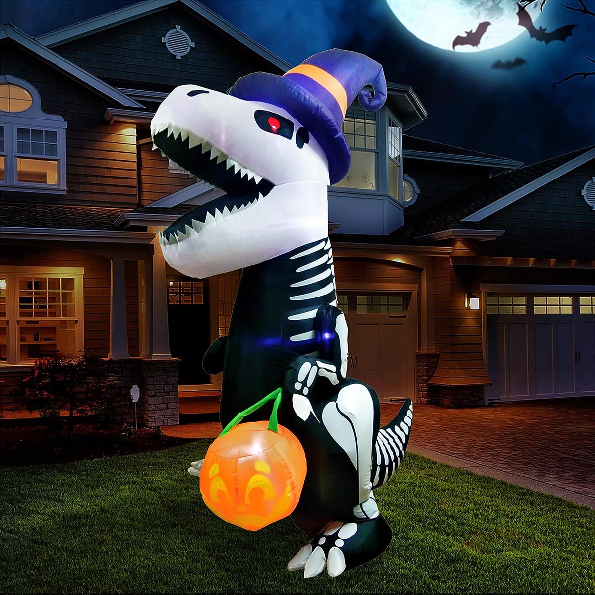 Meilleure option de décoration d'Halloween de grande taille Joiedomi Halloween Dinosaure squelette gonflable de 8 pieds