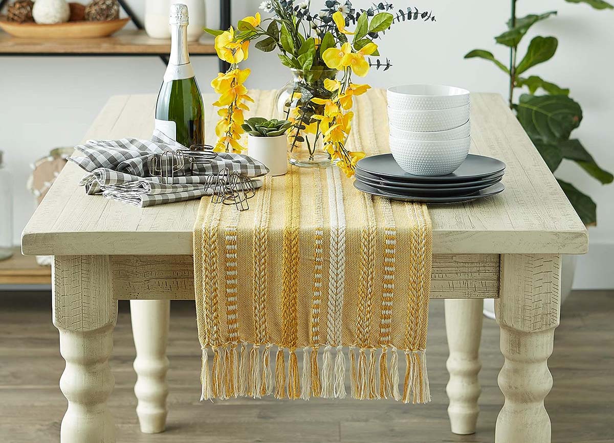 The Best Table Runner Option DII Farmhouse Braided Stripe Table Runner