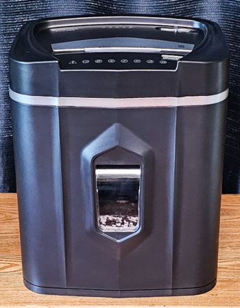 The Aurora paper shredder sitting on a desk