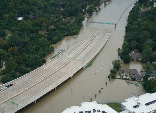 Highway damaged by Hurricane Harvey