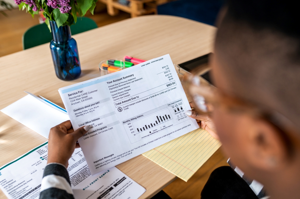 Person looking at utility bill