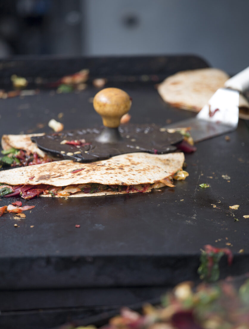 food cooking on a blackstone griddle